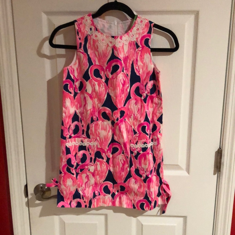 Lilly Pulitzer flamingo print shift dress. Size 10